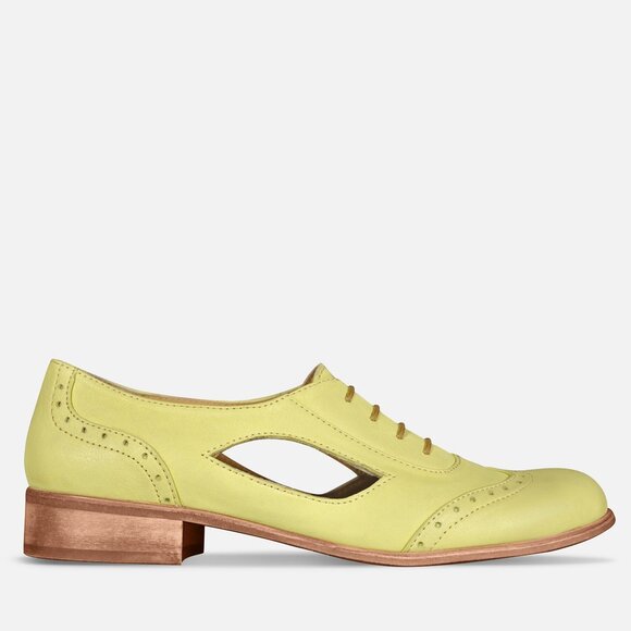 JuliaBo Shoes - Women's pastel yellow oxford shoes, leather brogues, EU 38 & EU 42